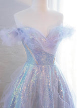 Purple Sequins Tulle Prom Dress
