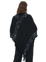Striped Solid Color Tassel Knitted Cloak Shawl