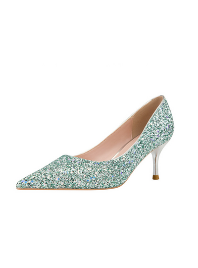 Shallow-mouthed Pointed Sequined Banquet Shoes