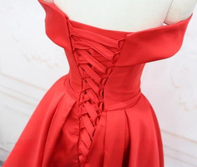Red Satin Pleats Homecoming Dress