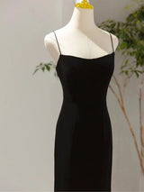 Black Mermaid Velvet Spaghetti Straps Prom Dress