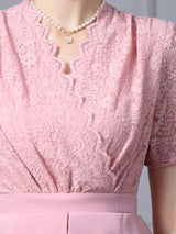 Pink Lace Tulle Mother Of The Bride Dress