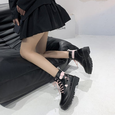 Thick-soled British Style Leather Martin Boots