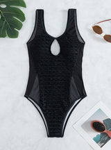 Solid Color Sexy Perspective Mesh One-piece Bikini
