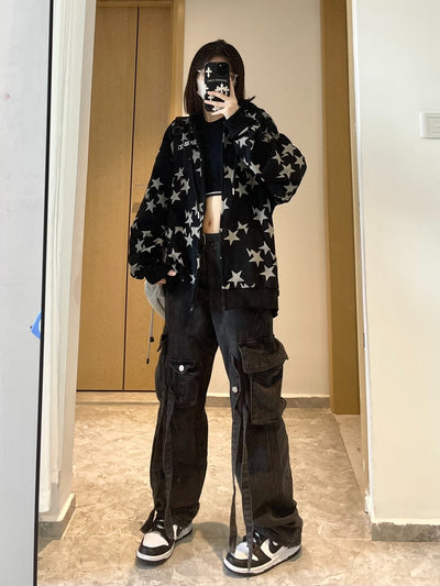 Black Straight High-waisted Jeans