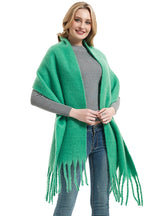 Thick Solid Color Long Tassels Scarf