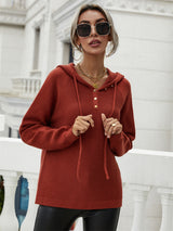 Leisure Hooded Pullover Single-breasted Sweater