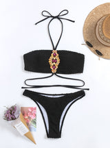 Color Diamond Chain Split Swimsuit