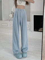 Elastic Waist Straight High Waist Loose Pants