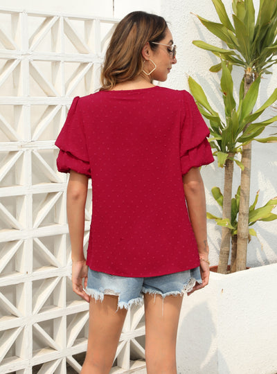 Loose Leisure Holiday V-neck T-shirt