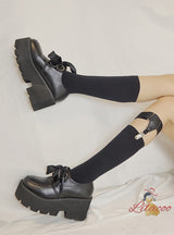 Bow-tied Muffin Thick Soles Thick Heels Shoes
