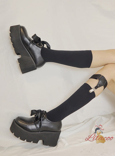 Bow-tied Muffin Thick Soles Thick Heels Shoes