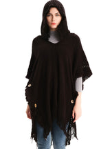Autumn and Winter Button Hooded Cloak Shawl