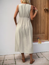 Solid Color V-neck Loose Sleeveless Vest Dress