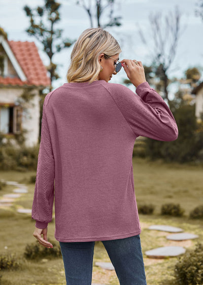 Round Neck Stitching Long Sleeve T-shirt