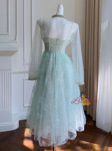 Green Sequins Mesh Suspender Dress