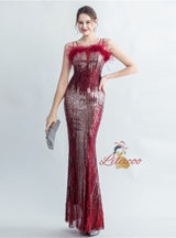 Spaghetti Straps Sequins Mermaid Prom Dress