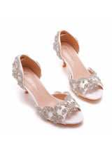 Fish-billed High-heeled Rhinestone Wedding Shoes