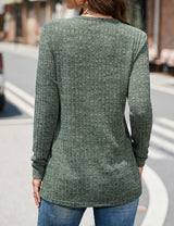 Women Round Neck Button Top