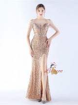 Spaghetti Straps Sequins Beading Prom Dress