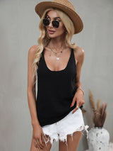 Loose Straps Solid Color Top Sweater