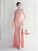 Mermaid Off the Shoulder Pleats Prom Dress
