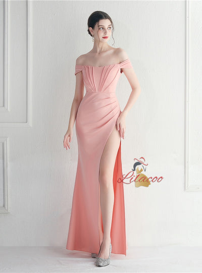 Mermaid Off the Shoulder Pleats Prom Dress