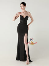 Mermaid Strapless Beading Split Prom Dress