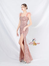 Mermaid Sequins Straps Prom Dress