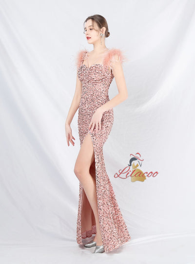 Mermaid Sequins Straps Prom Dress