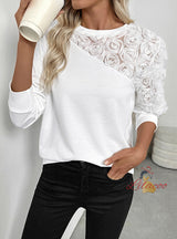Rose Three-dimensional Flower Long Sleeve Top