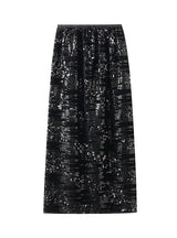 Solid Sequined Elastic Waist Skirt