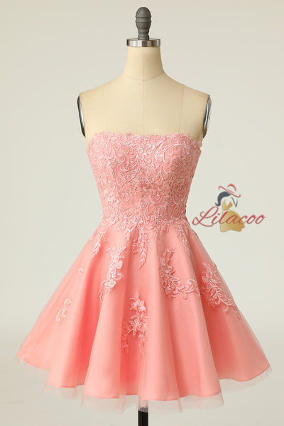 Blue Tulle Spaghetti Straps Homecoming Dress