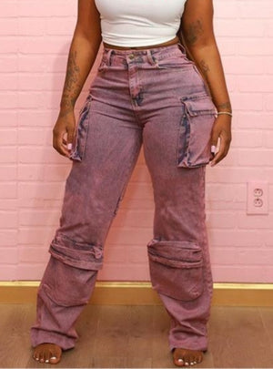 Tie-dyed High Waist Straight Pocket Pant