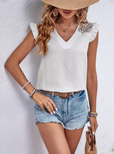 Women Lace Stitching Shirt Top