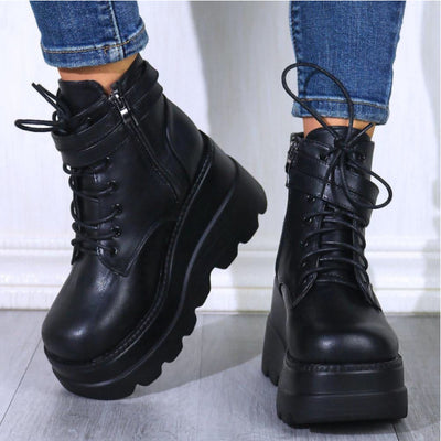 Round Head Thick Bottom Thick Buckle Short Boots