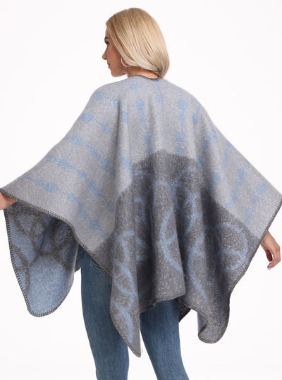 Thickened Cashmere Split Jacquard Scarf Cloak