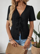 Casual Bow Tie T-shirt Top