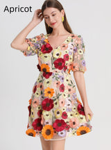 Heavy Three-dimensional Flower Slim Dress