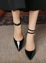 Pointed Patent Leather Stiletto Sandals
