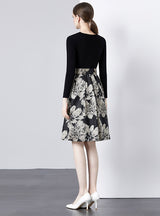 Retro Knitted Mosaic Jacquard Dress