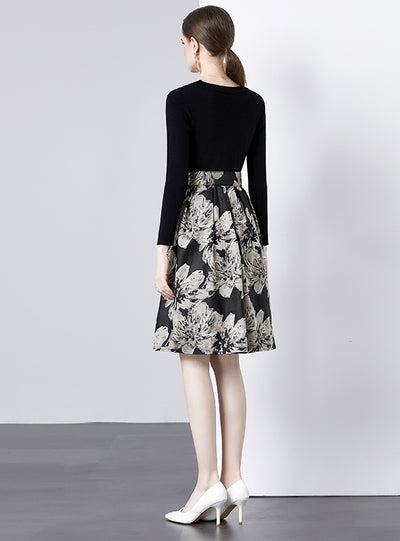 Retro Knitted Mosaic Jacquard Dress