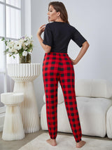 Short-sleeved Plaid Home Suit