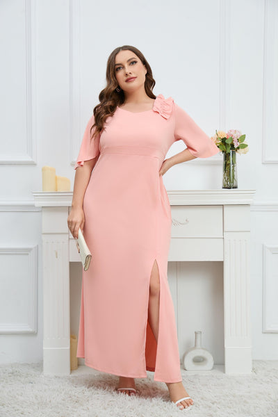 Bohemian Short-sleeved Slit Slim Dress