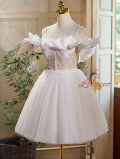 Tulle Lace Spaghetti Straps Homecoming Dress