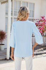 Solid Color V-neck Chiffon Shirt