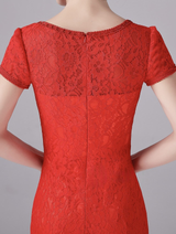 Red Mermaid Lace Beading Mother Of The Bride Dress