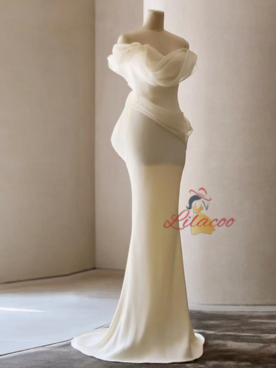 Ivory Mermaid Off the Shoulder Wedding Dress