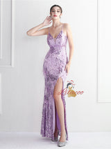 Mermaid Spaghetti Straps Sequins Prom Dress