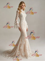 Long Sleeve Lace Mermaid Wedding Dress
